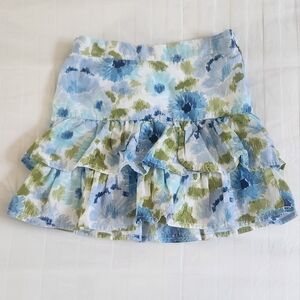 Cute Blue Floral Skirt Girls Size 8